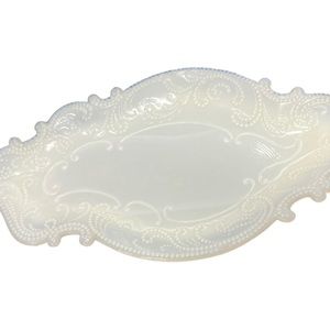 Antique Dithridge? Opaline Glass Victorian Dresser Tray 9” White Milk Glass